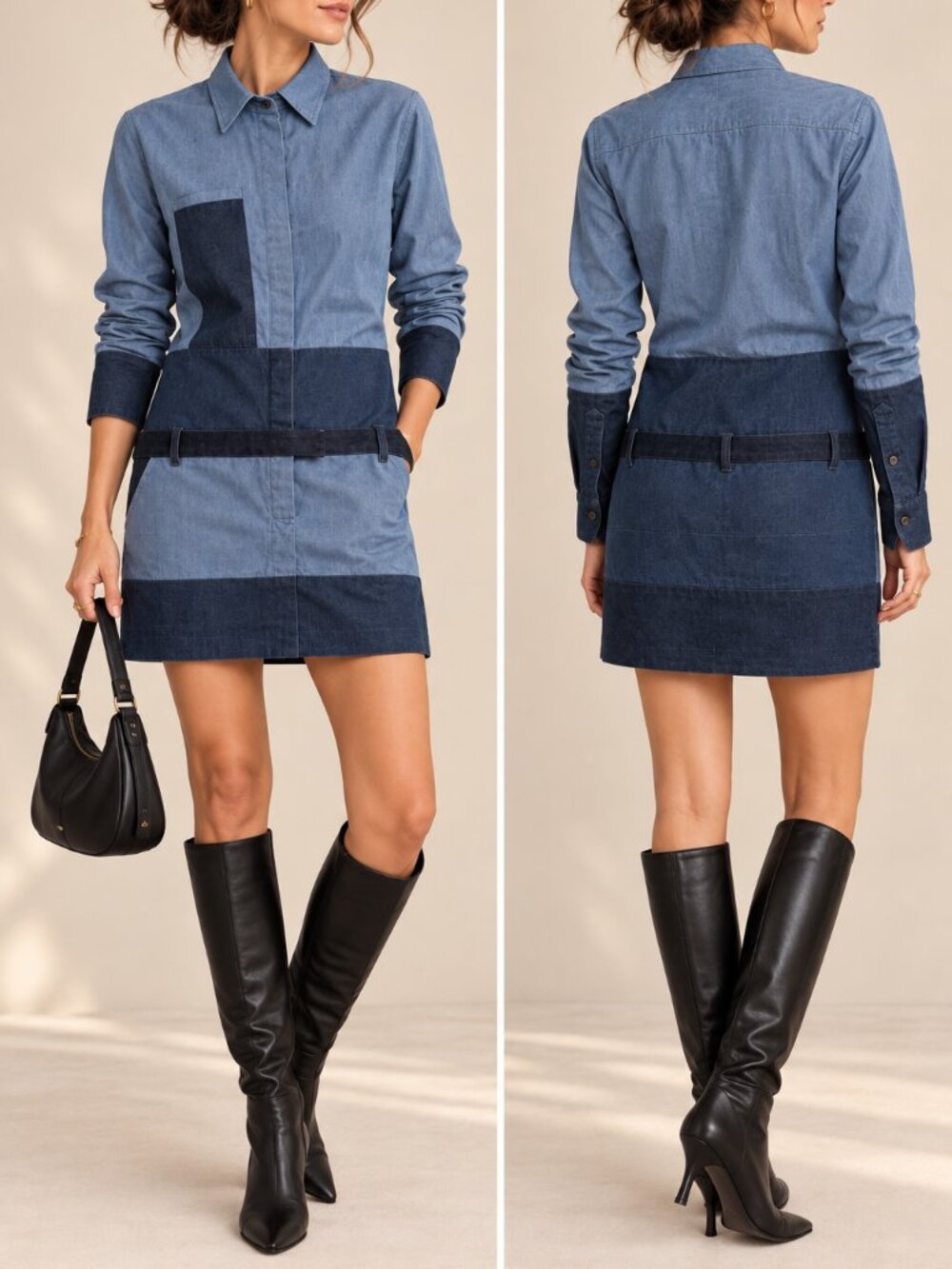 Céline Phoebe Philo Pre-Fall 2011 Patchwork Denim Mini Dress FR 38 US 6